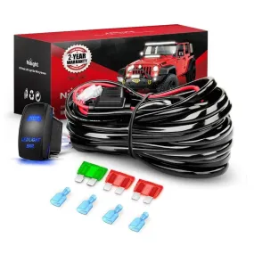 12AWG Wire Harness Kit 2 Leads W/ 12V 5Pin Switch | 3 Fuses | 4 Spade Connectors