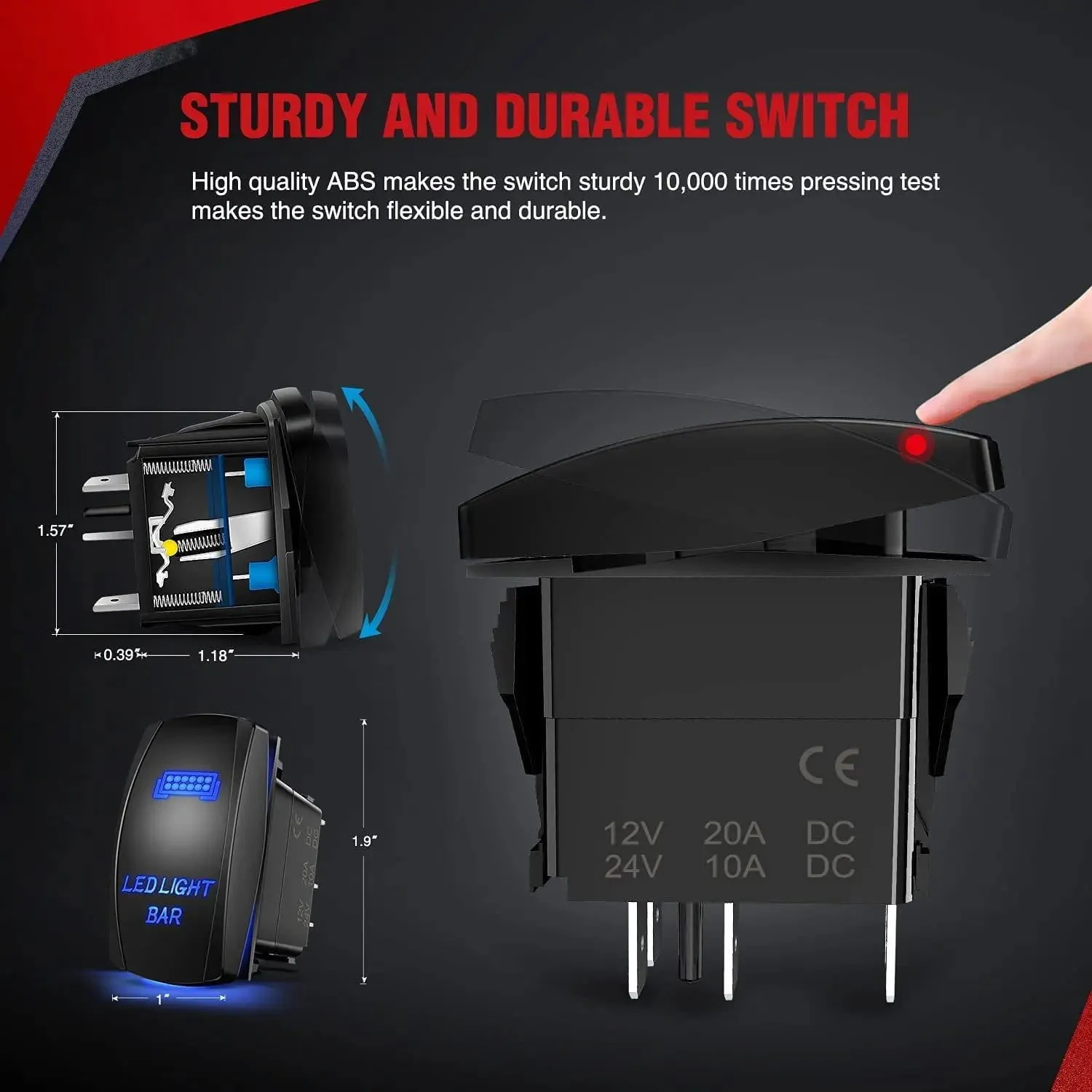 12AWG Wire Harness Kit 2 Leads W/ 12V 5Pin Switch | 3 Fuses | 4 Spade Connectors