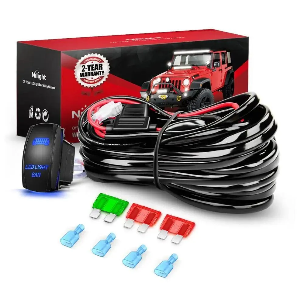 12AWG Wire Harness Kit 2 Leads W/ 12V 5Pin Switch | 3 Fuses | 4 Spade Connectors