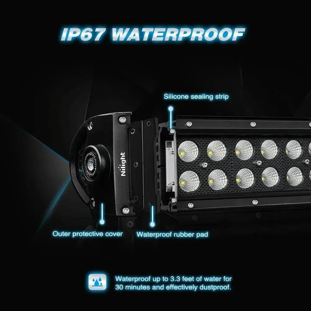 50 Inch 288W Double Row Black Curved Spot Flood LED Light Bar