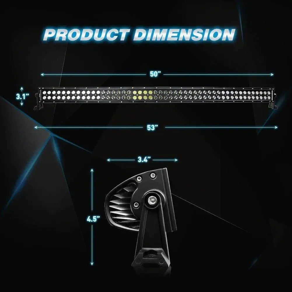 50 Inch 288W Double Row Black Curved Spot Flood LED Light Bar