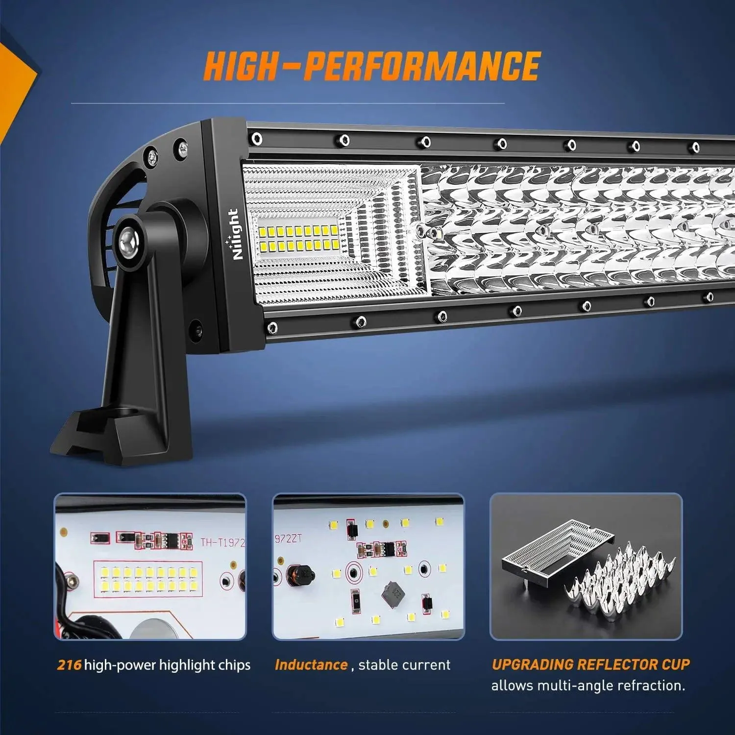 52 Inch 783W 49500LM Triple Row Spot Flood Led Light Bar