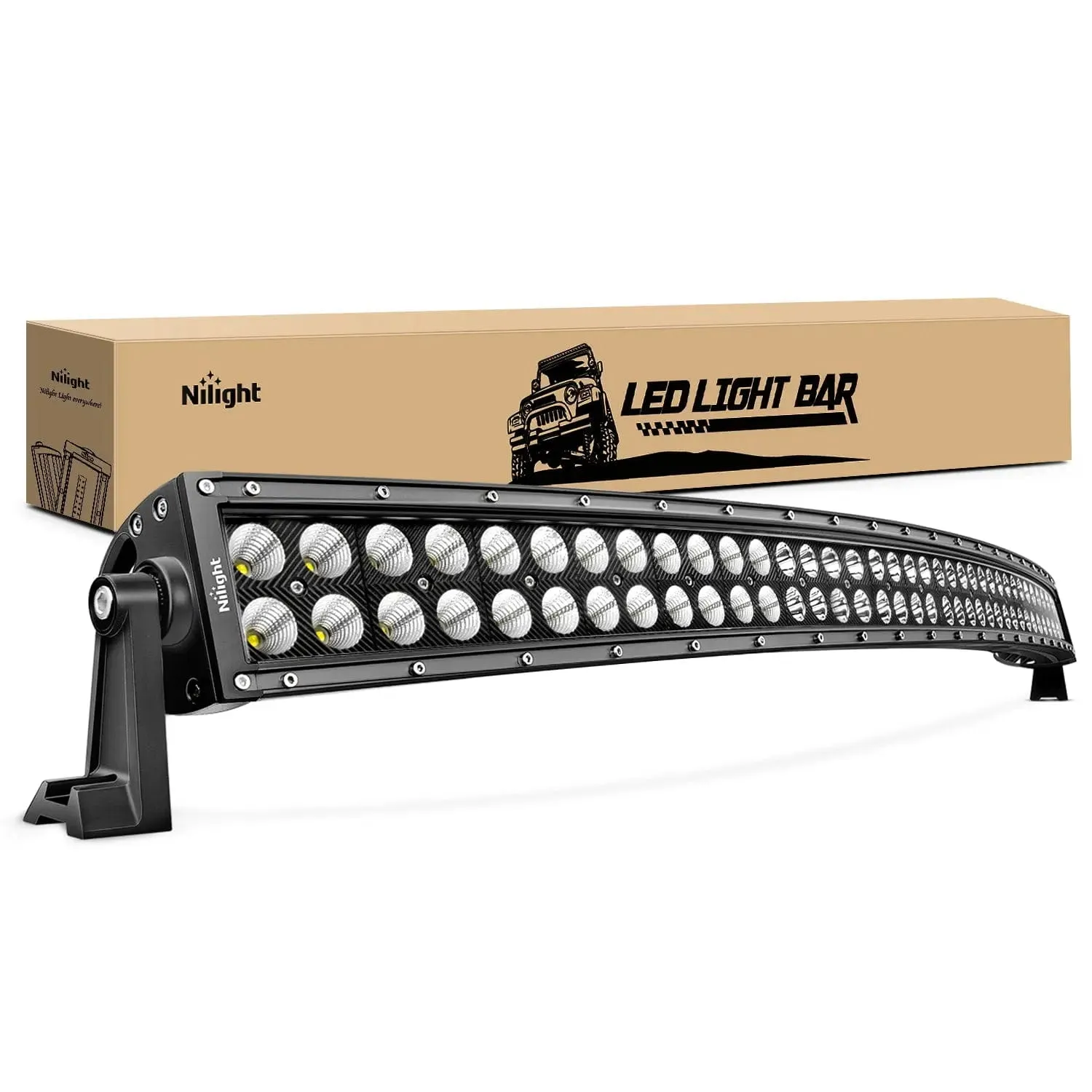 54 Inch 312W Double Row Curved Black Spot Flood Led Light Bar