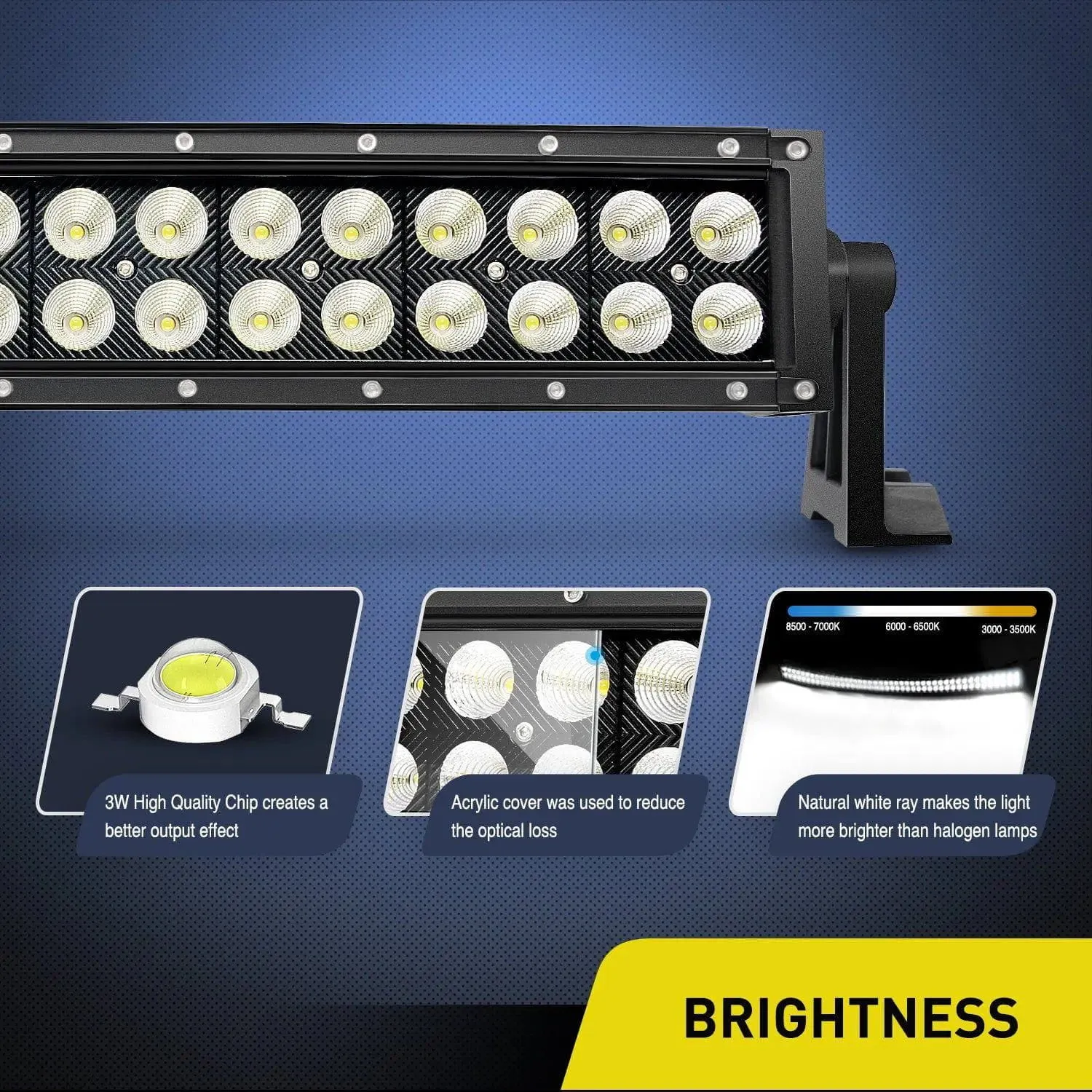 54 Inch 312W Double Row Curved Black Spot Flood Led Light Bar