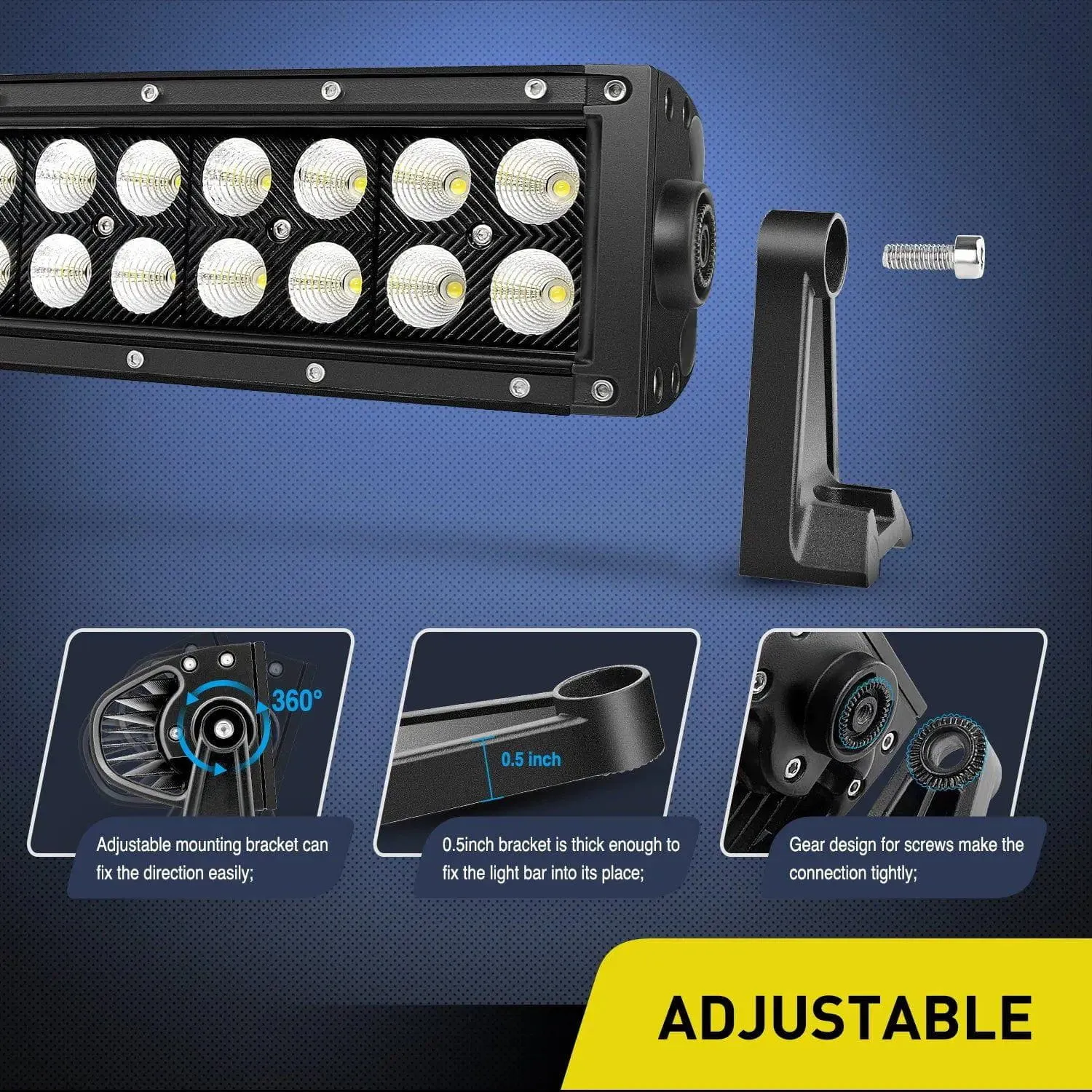 54 Inch 312W Double Row Curved Black Spot Flood Led Light Bar