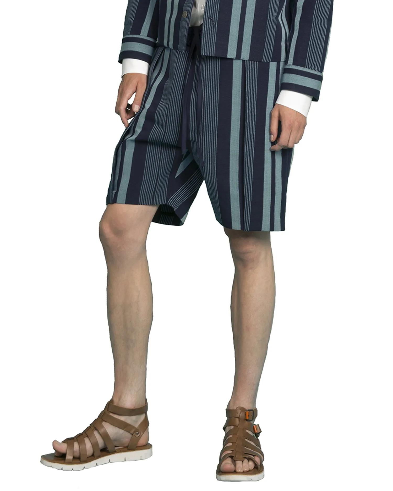 Aso-Oke Denim Shorts - Blue