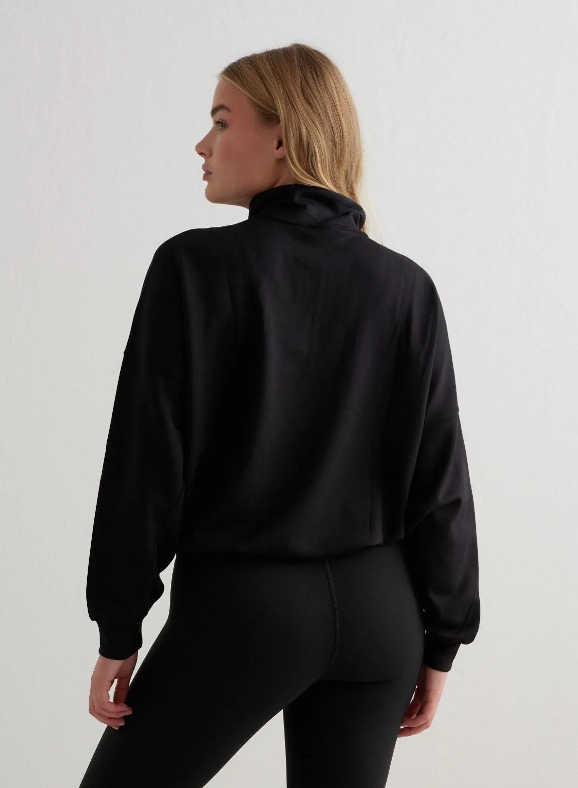 Black Comfy Modal Half Zip