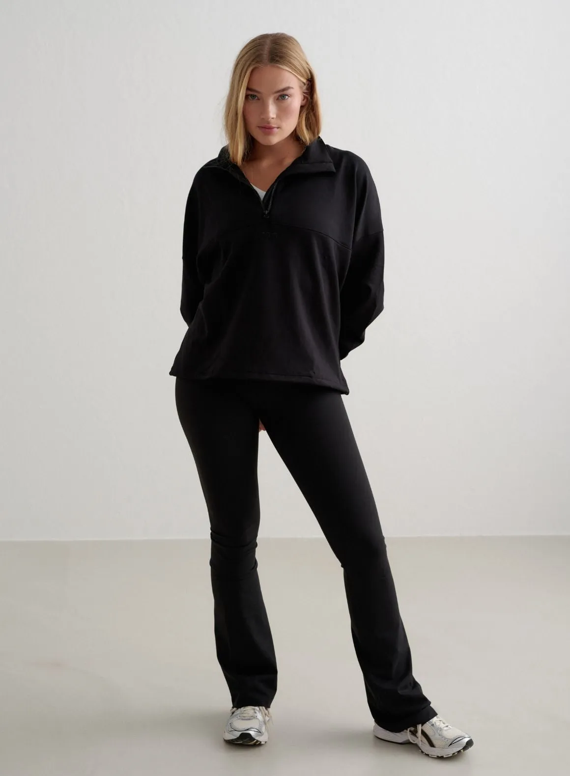 Black Comfy Modal Half Zip