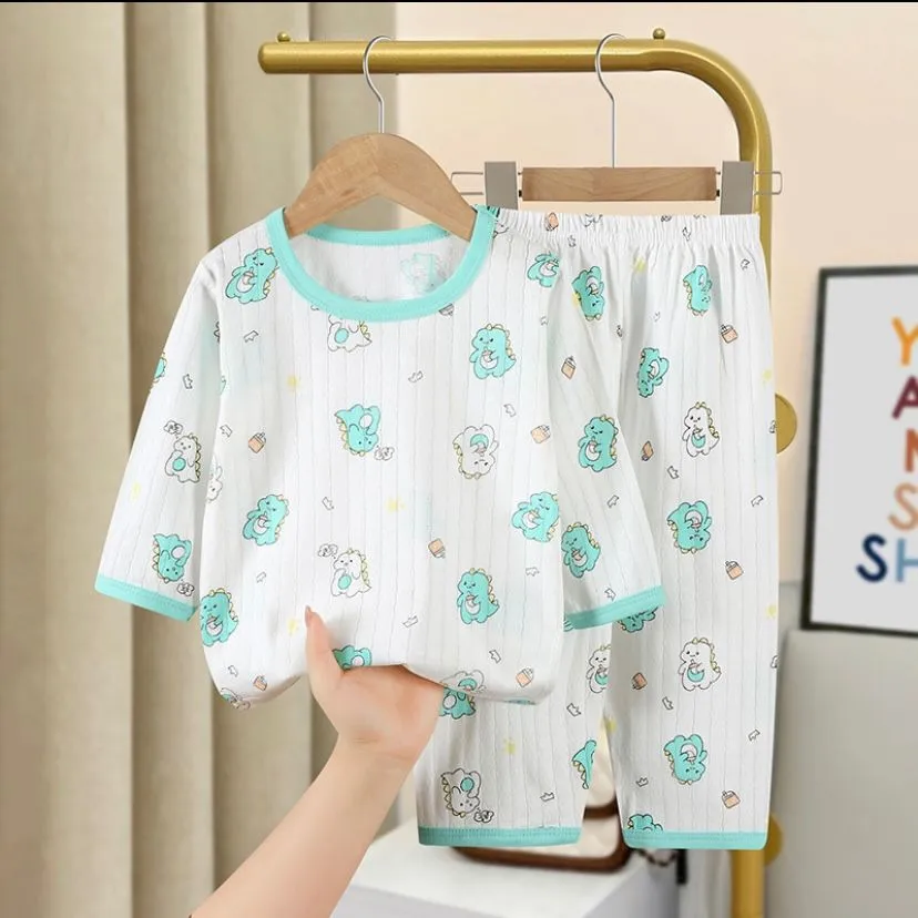 Children Boys Girls Baby Floral Long Sleeve Home Sleepwear Set 533494 (100cm)