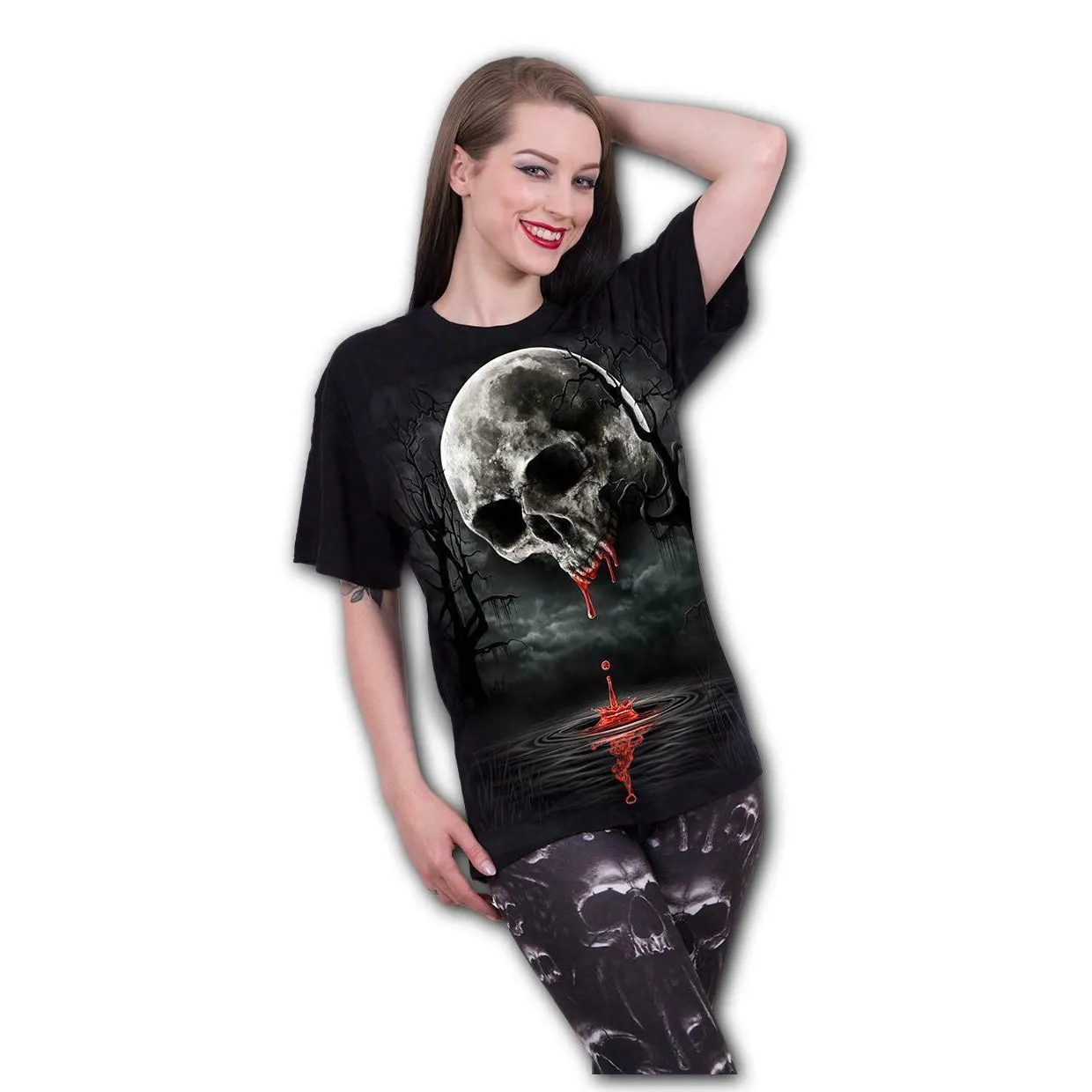 Death Moon Front Print Men & Womens T-Shirt