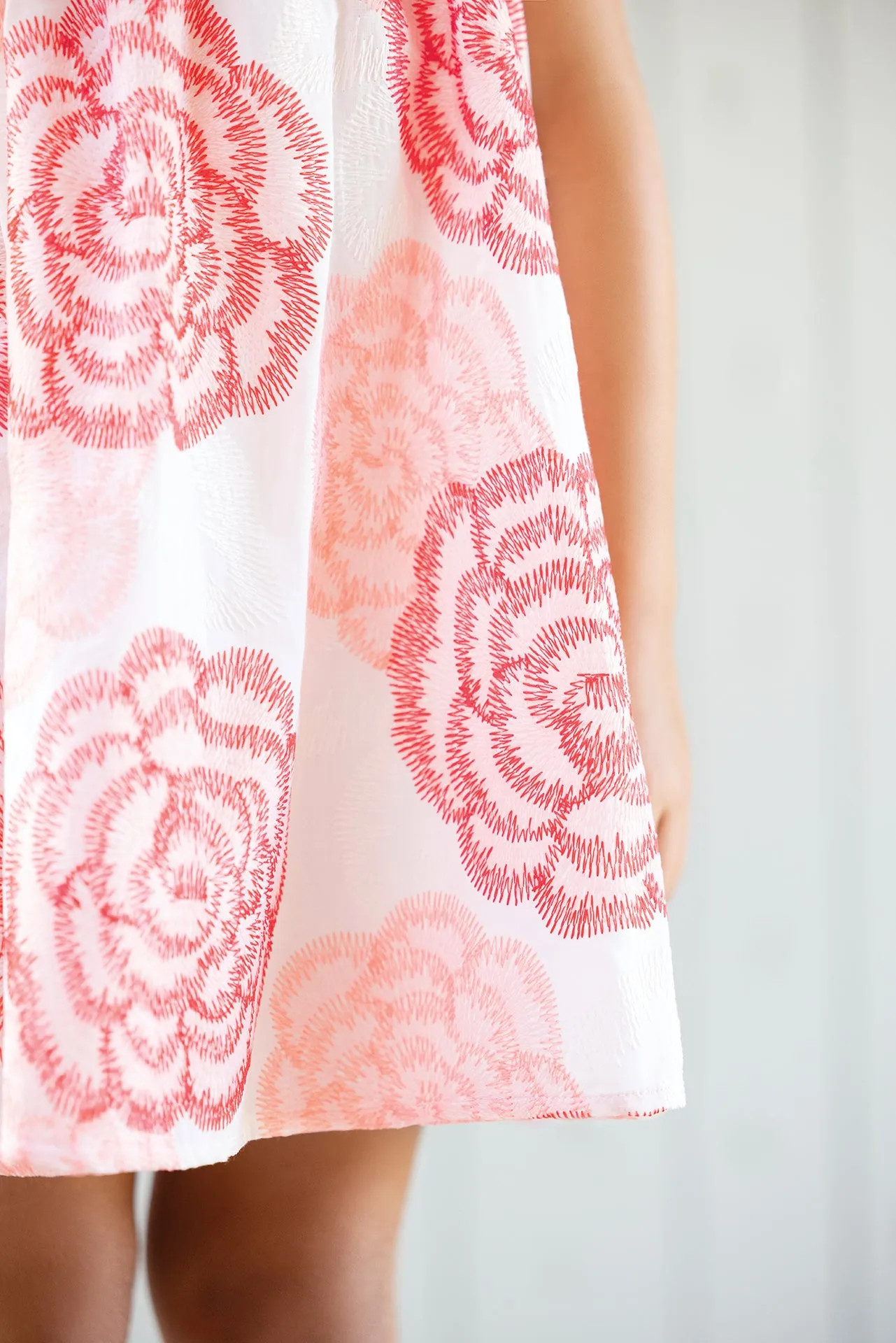 Dress - Pale pink and coral flowery ruffles