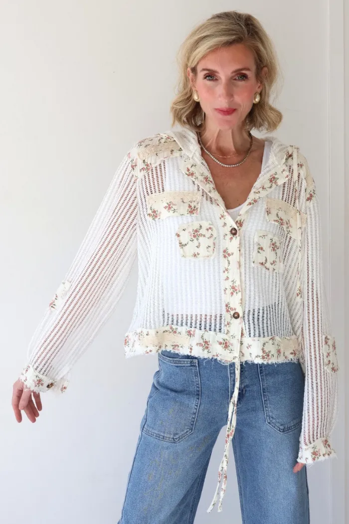 Floral Patch Crochet Jacket
