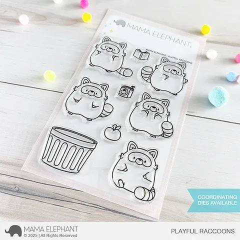 MAMA ELEPHANT: Playful Raccoons | Stamp
