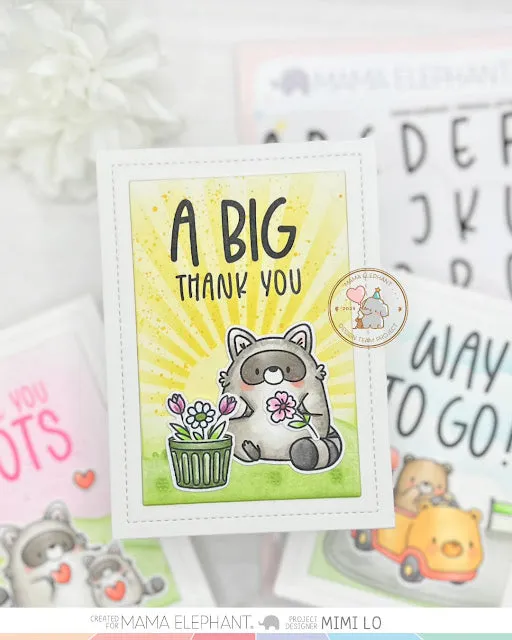 MAMA ELEPHANT: Playful Raccoons | Stamp