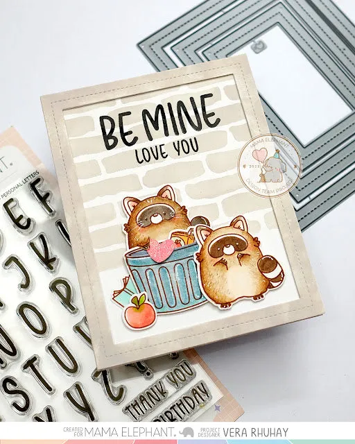MAMA ELEPHANT: Playful Raccoons | Stamp
