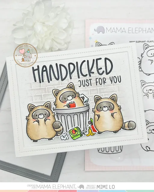 MAMA ELEPHANT: Playful Raccoons | Stamp