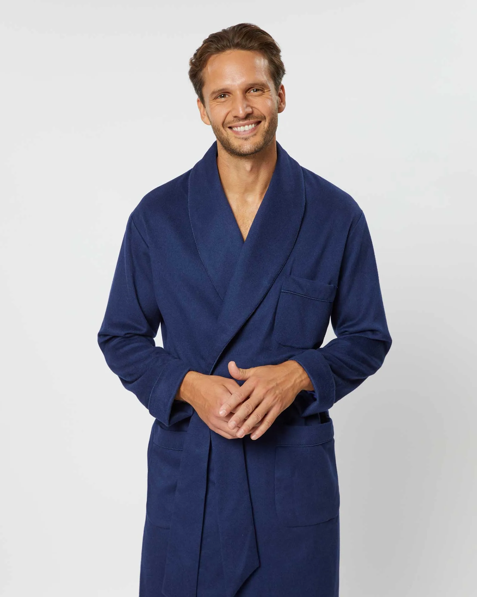Men's Cashmere Robe - Navy