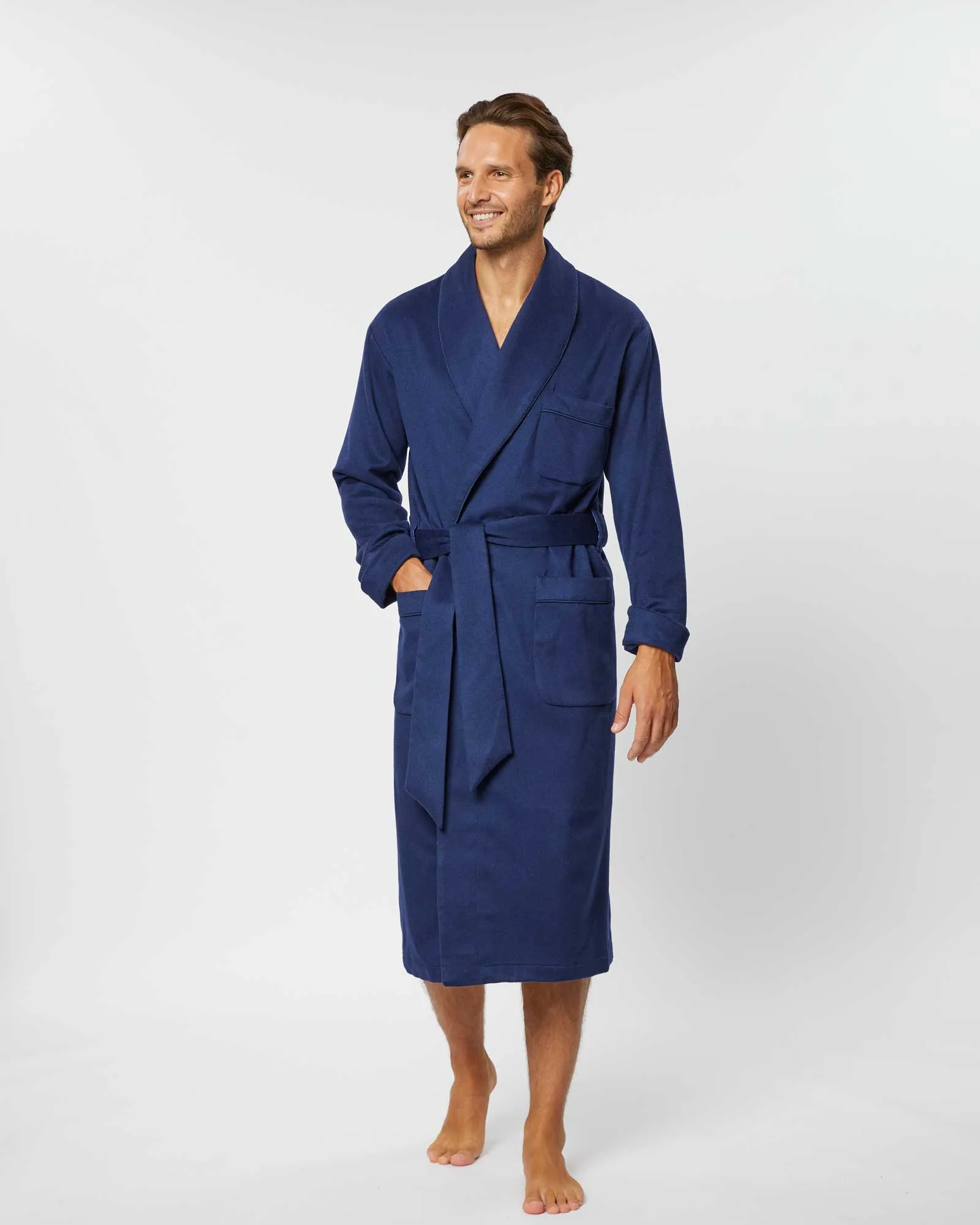 Men's Cashmere Robe - Navy