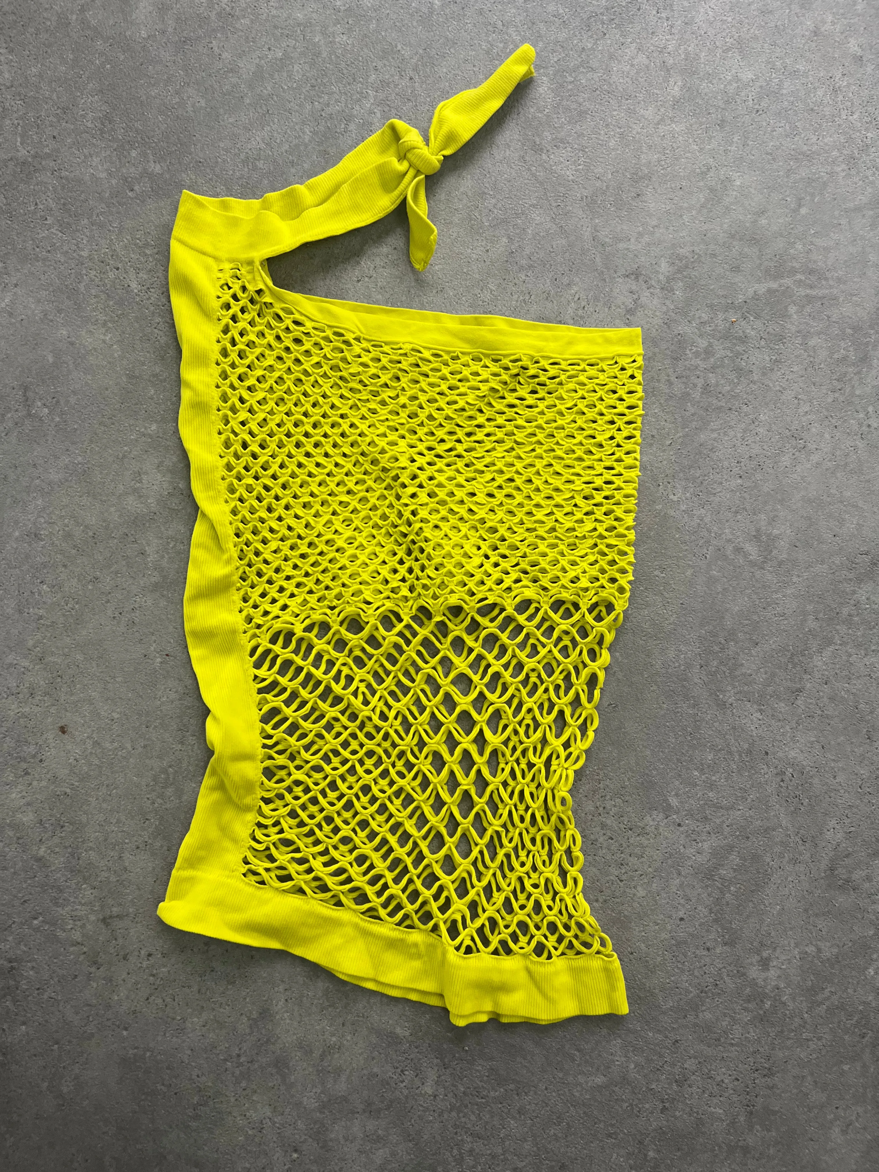 One shoulder fishnet stretch top
